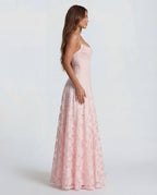 Sofia | Spaghetti Strap Straight Neckline Floral Lace Maxi Dress