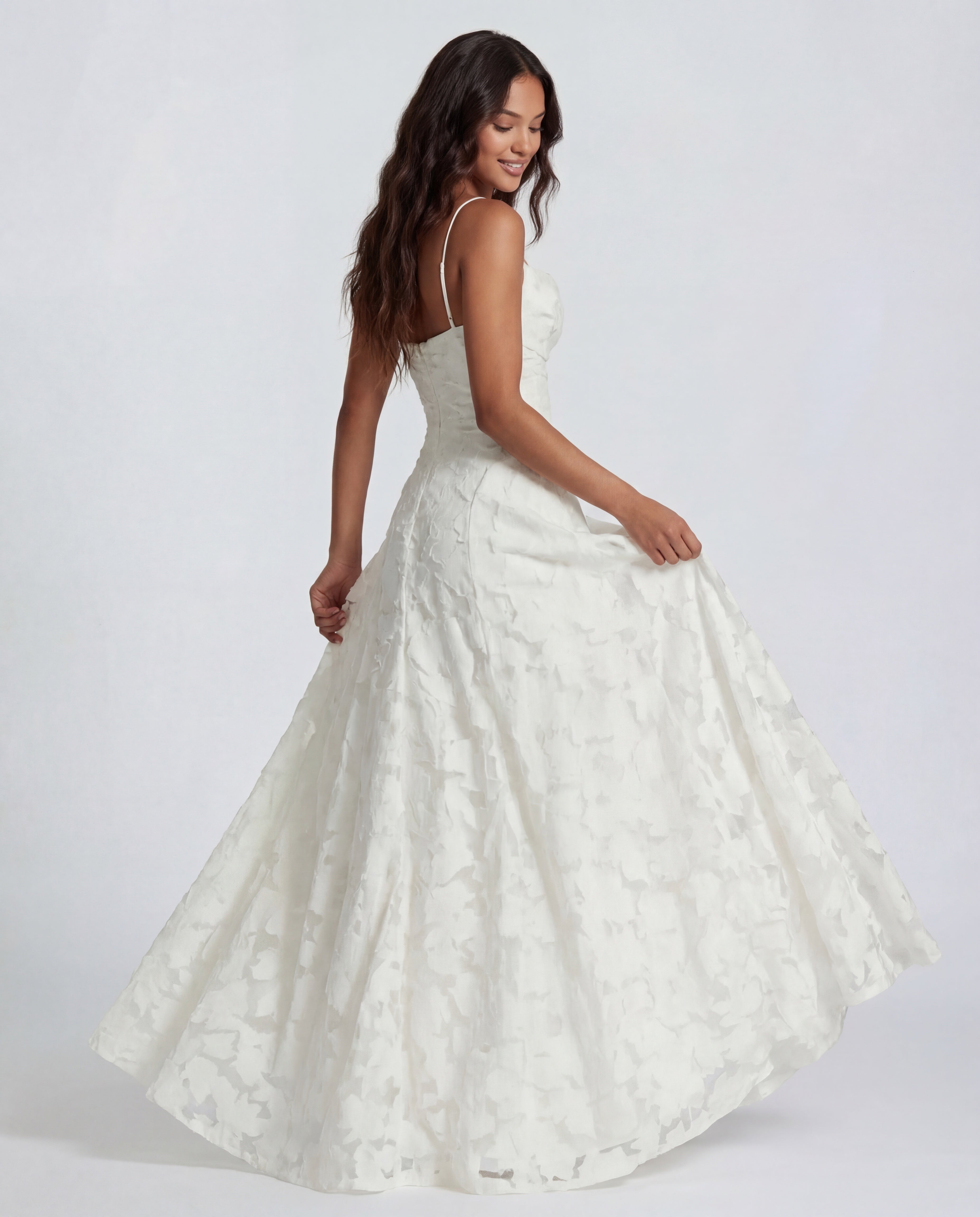 Sofia | Spaghetti Strap Straight Neckline Floral Lace Maxi Dress