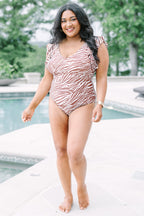 Spending My PTO Swimsuit, Brown Zebra
